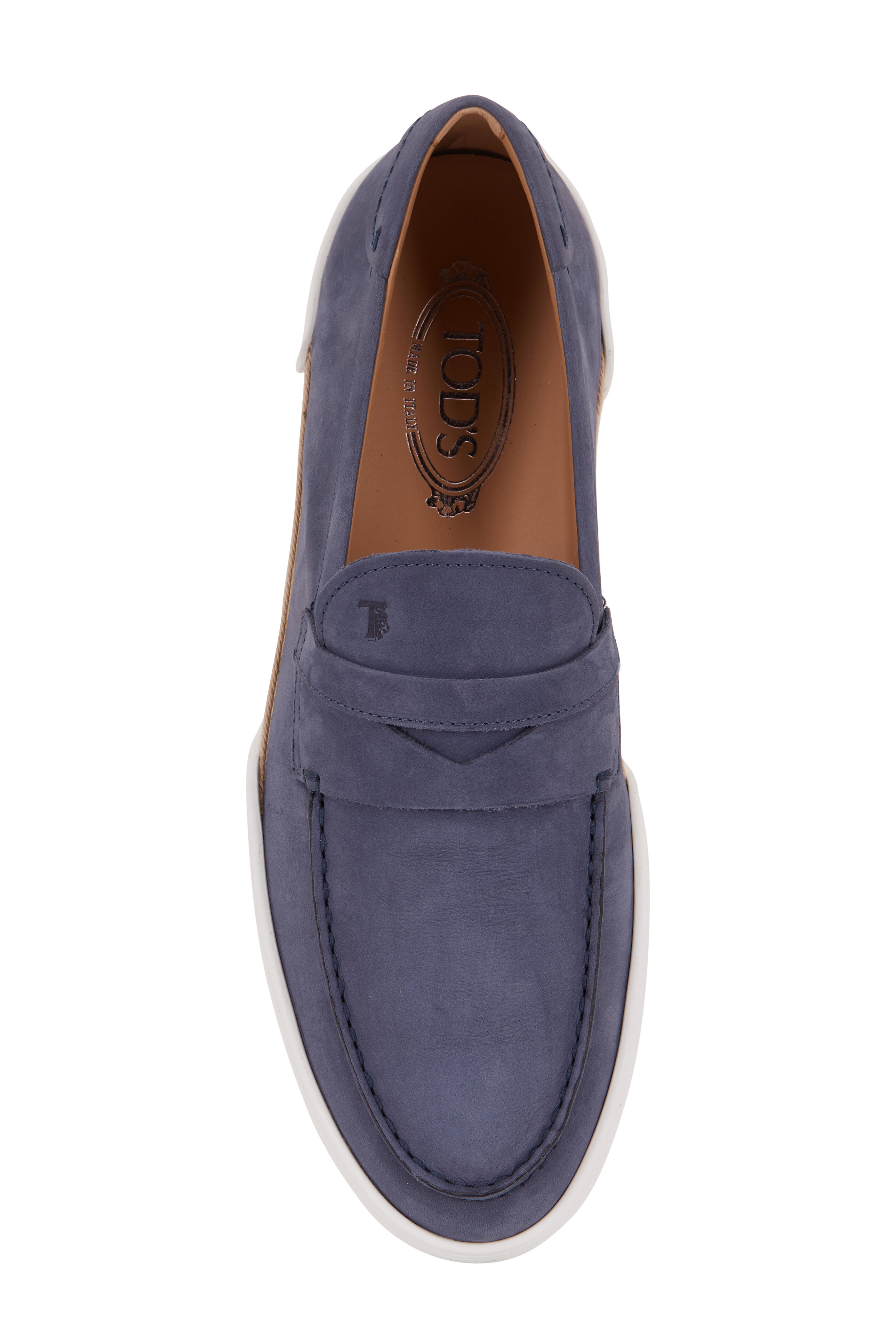 Tod's - Mocassino Light Blue Suede & Raffia Penny Loafer
