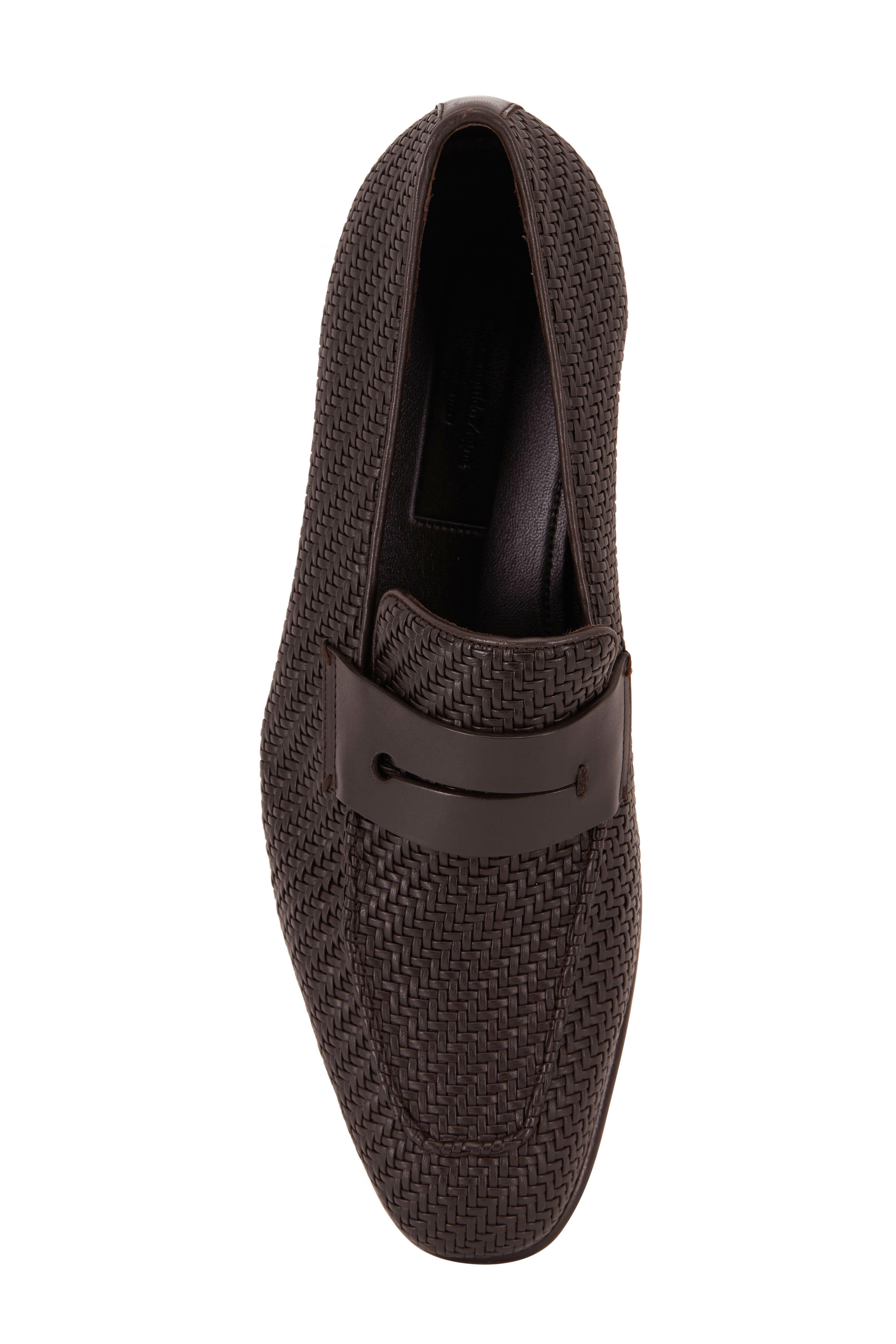 Zegna - L'Asola Brown Woven Leather Penny Loafer Zegna - L'Asola Brown Woven Leather Penny Loafer