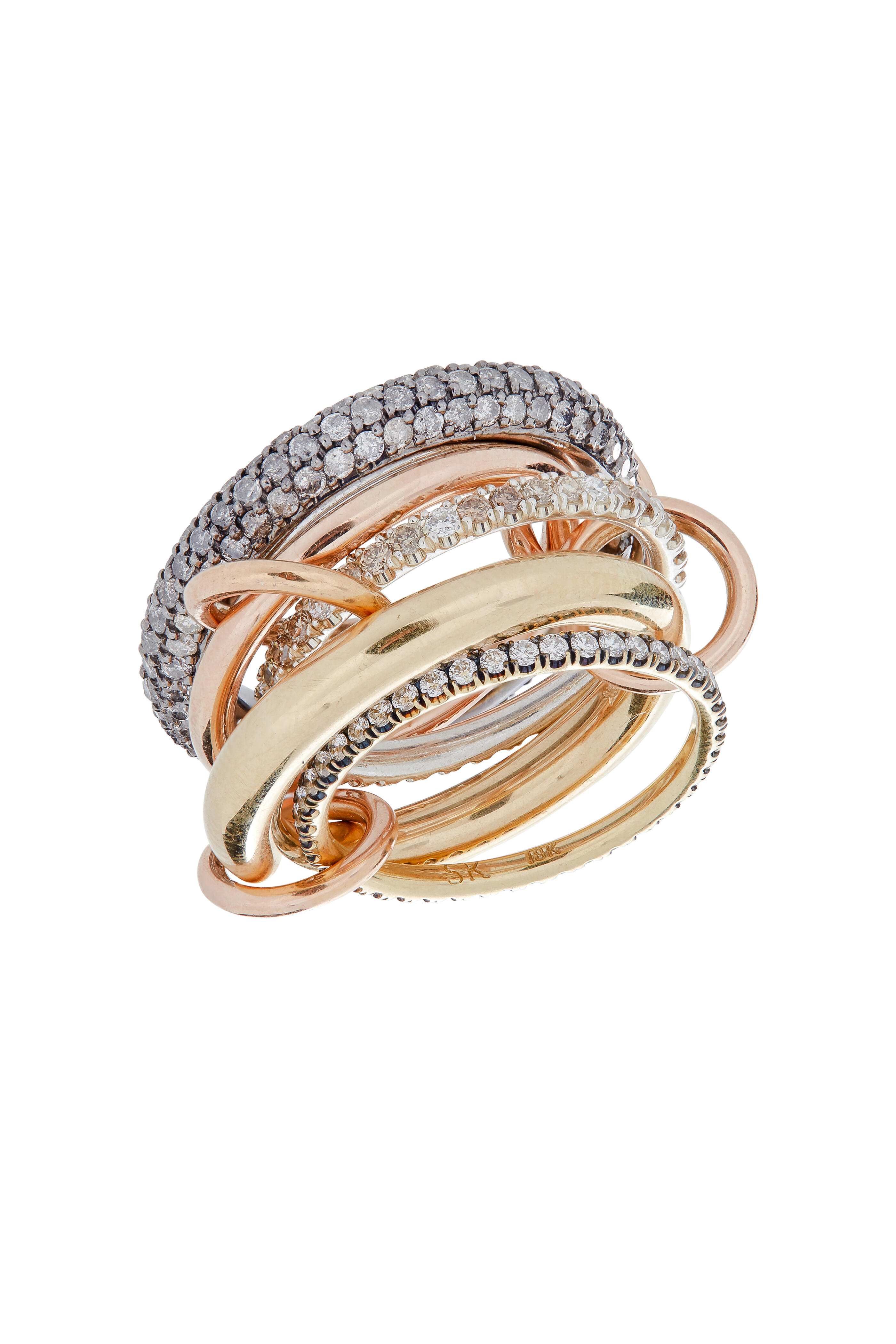 Spinelli Kilcollin - 18K Gold & Silver Diamond Link Plexus Ring