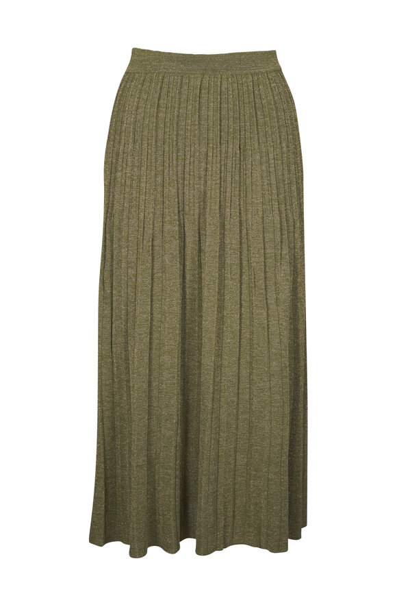 Zimmermann Wylie Dusty Olive Gold Rib Midi Skirt