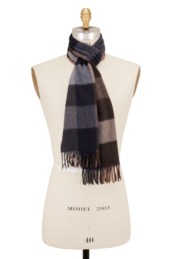 Chelsey Imports - Taupe Large Check Cashmere Scarf