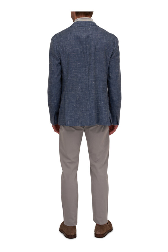 Maurizio Baldassari - Blue Wool, Silk & Linen Stretch Jersey Sportcoat 