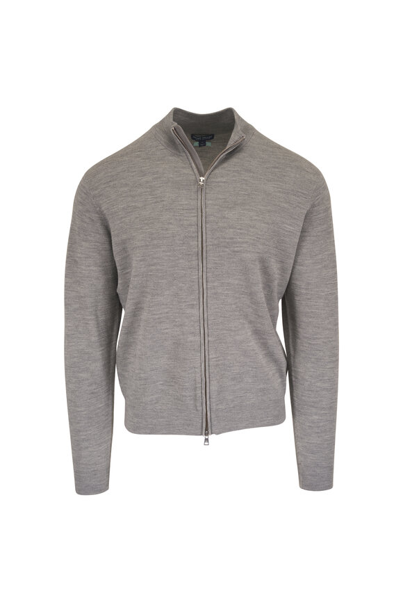 Peter Millar Crown Crafted Gray Full Zip Sweater - view 1