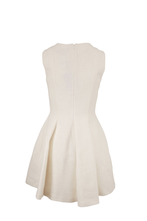 Paule Ka - White Textured Fit & Flare Sleeveless Dress