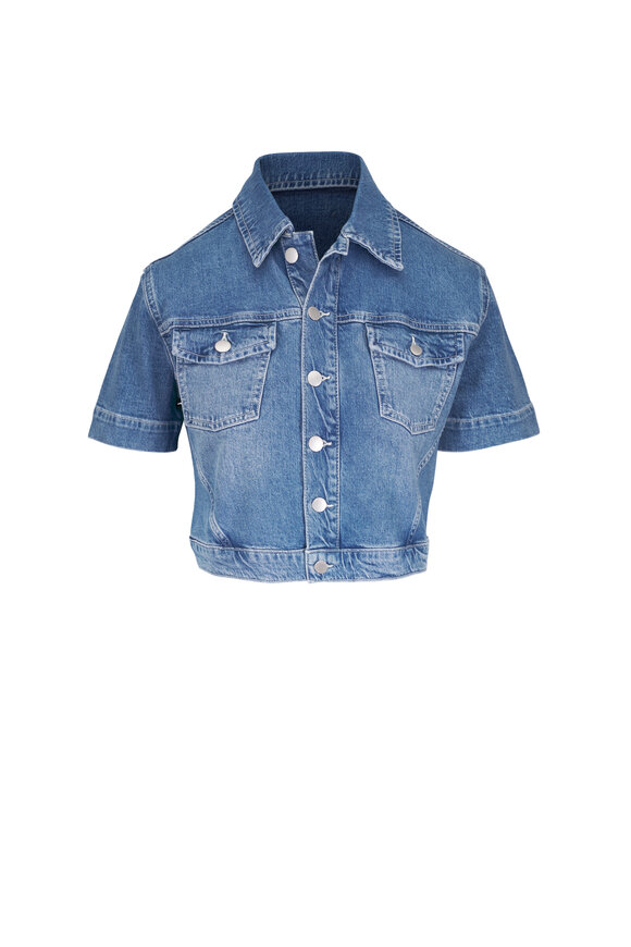 L'Agence Kirstie Calabasas Denim Crop Short Sleeve Jacket