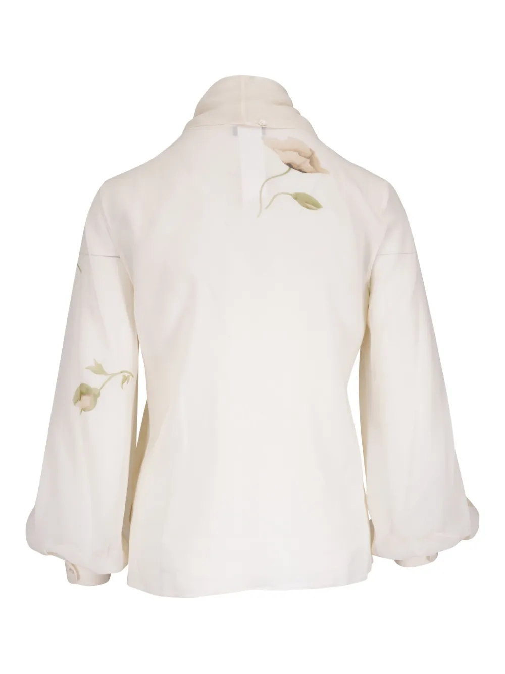 Akris - Volumes Cream Floral Print Silk Georgette Blouse