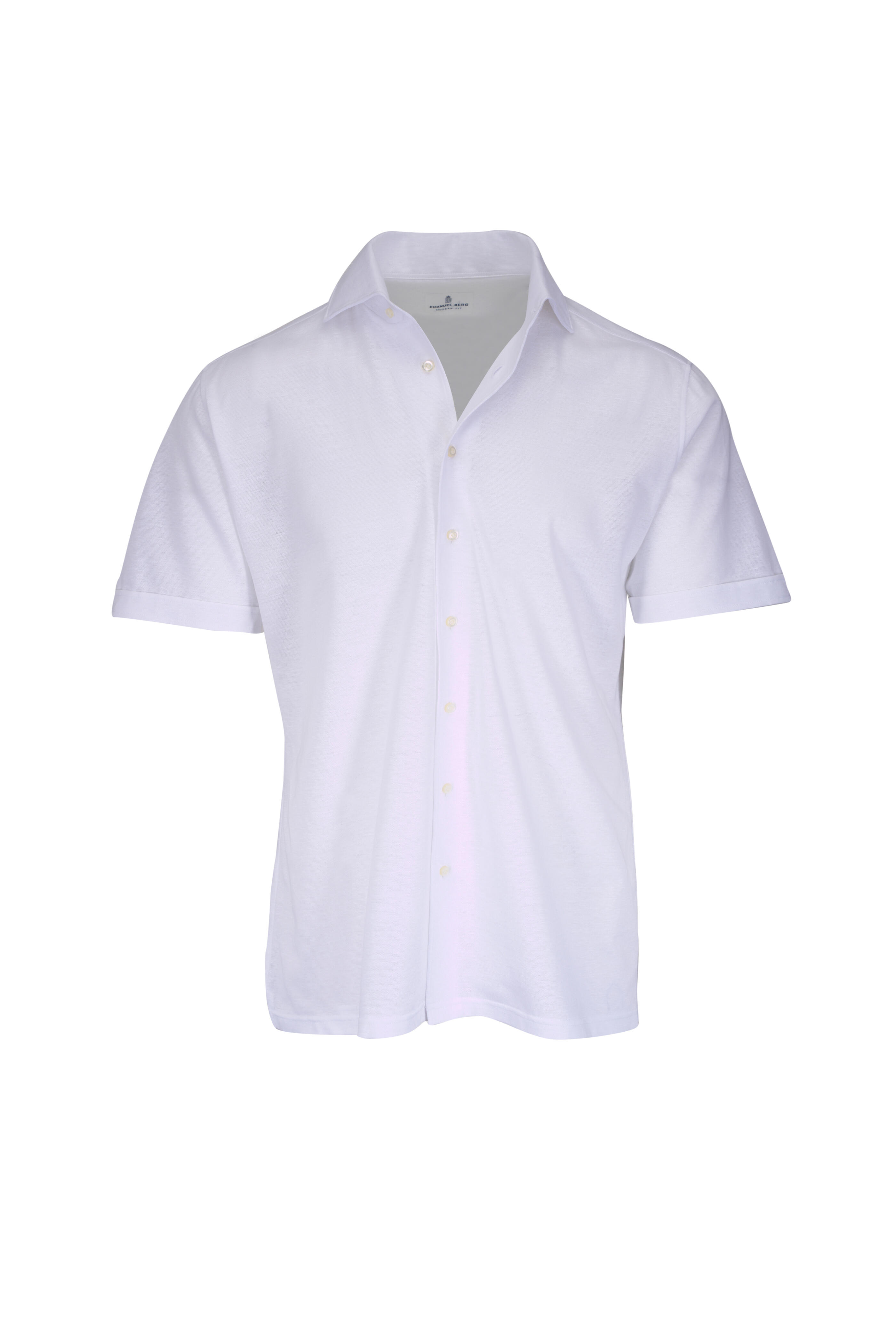 Emanuel Berg - White Jersey Cotton & Linen Button Up