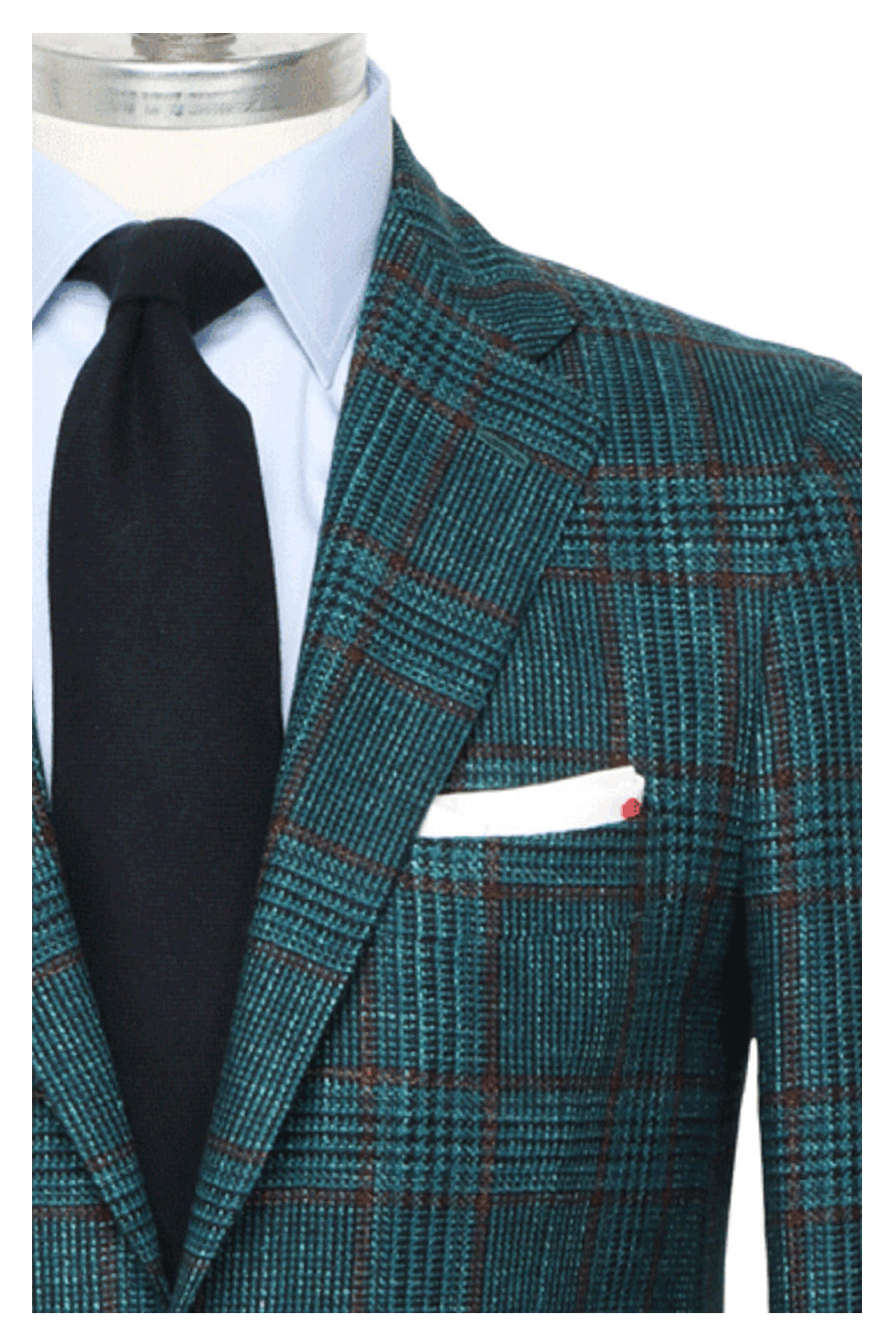 Kiton - Rust and Teal Windowpane Sportcoat