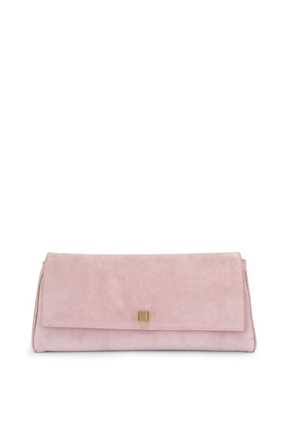 Khaite Audrey Dusty Pink Suede Clutch