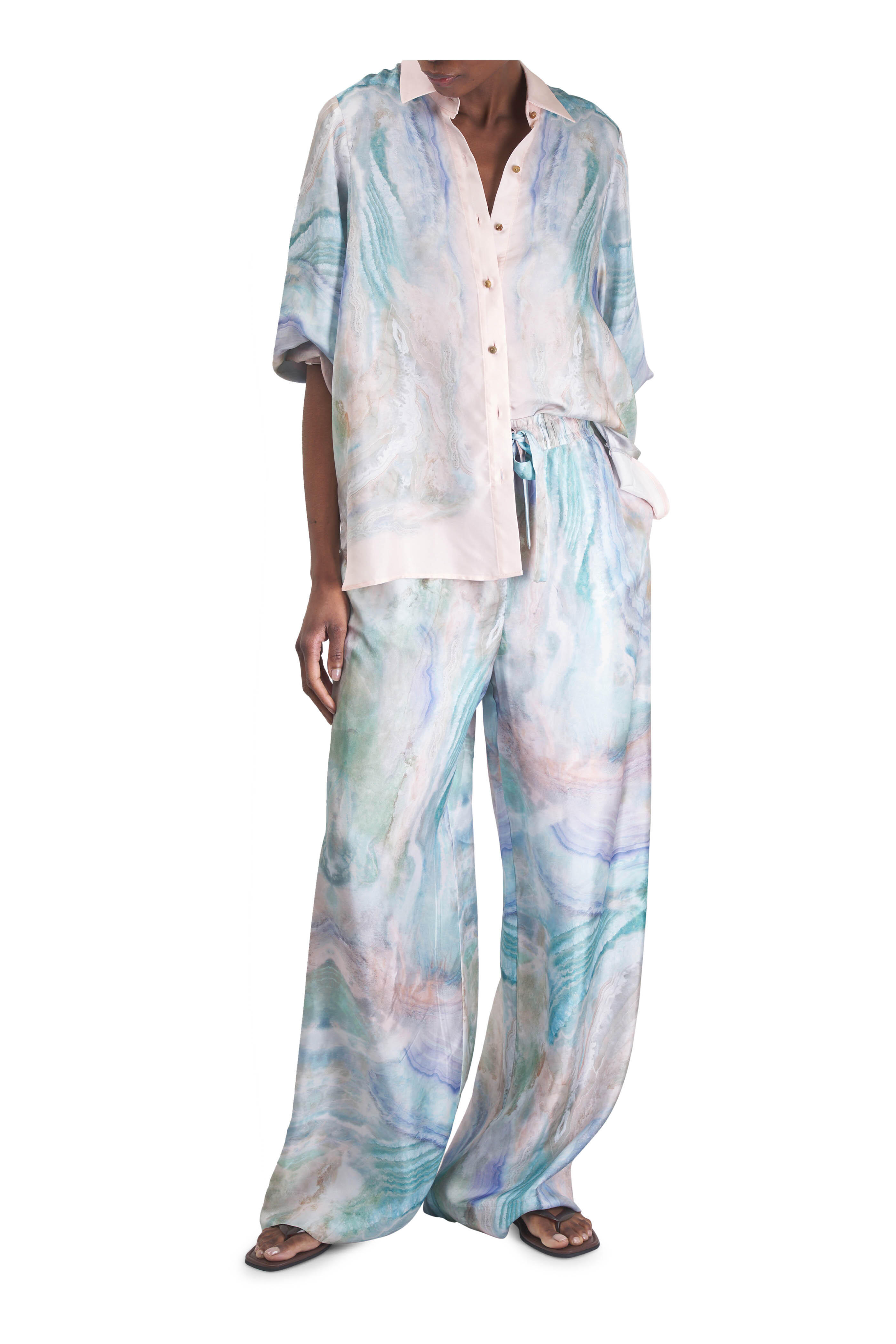 パンツ ZIMMERMANN SILK ILLUMINATE PANTS Zimmermann - Illuminate Blue Agate Silk Pant | Mitchell Stores