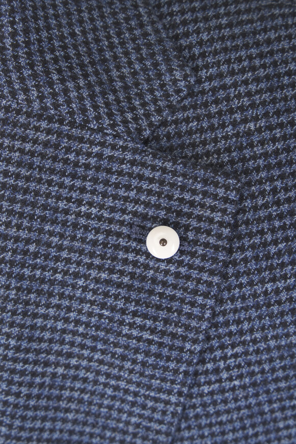 L.B.M. 1911 Navy Blue Tonal Herringbone Cotton Sportcoat - view 5
