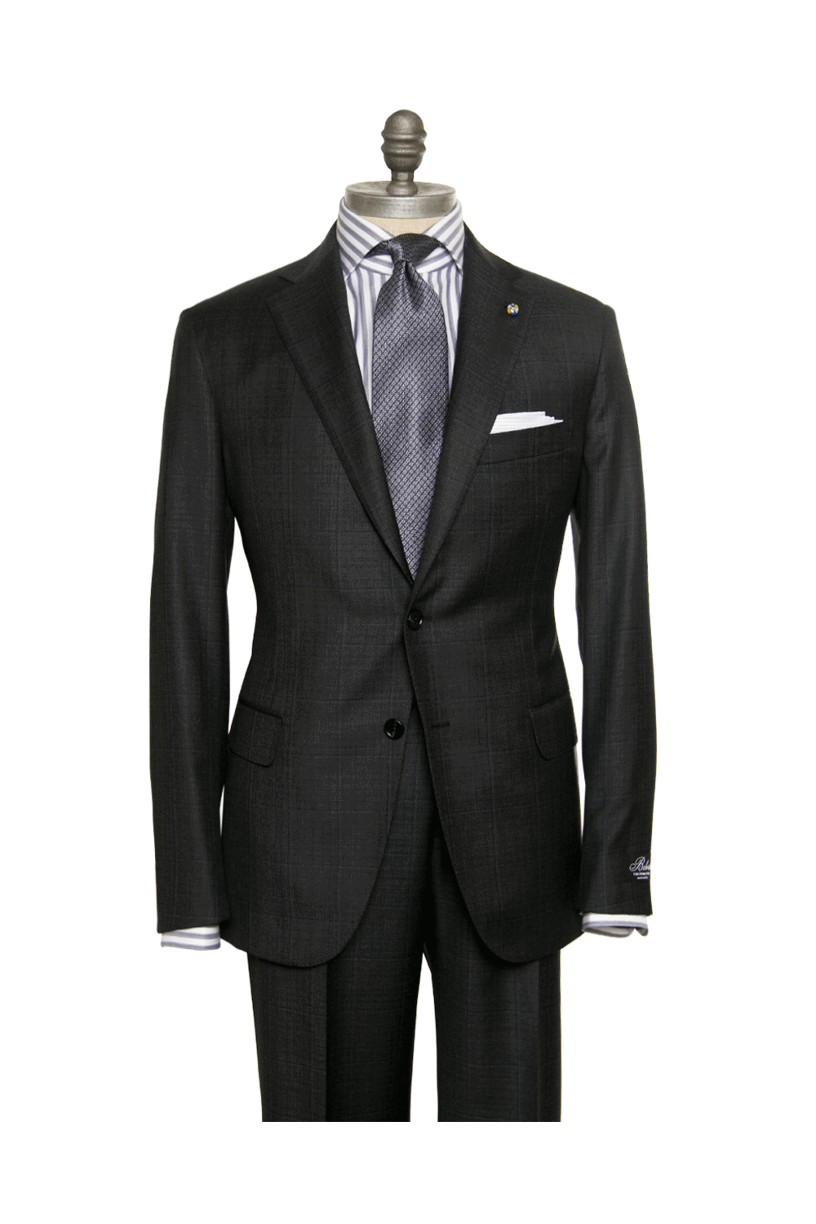 Belvest - Charcoal Grey Windowpane Wool Suit