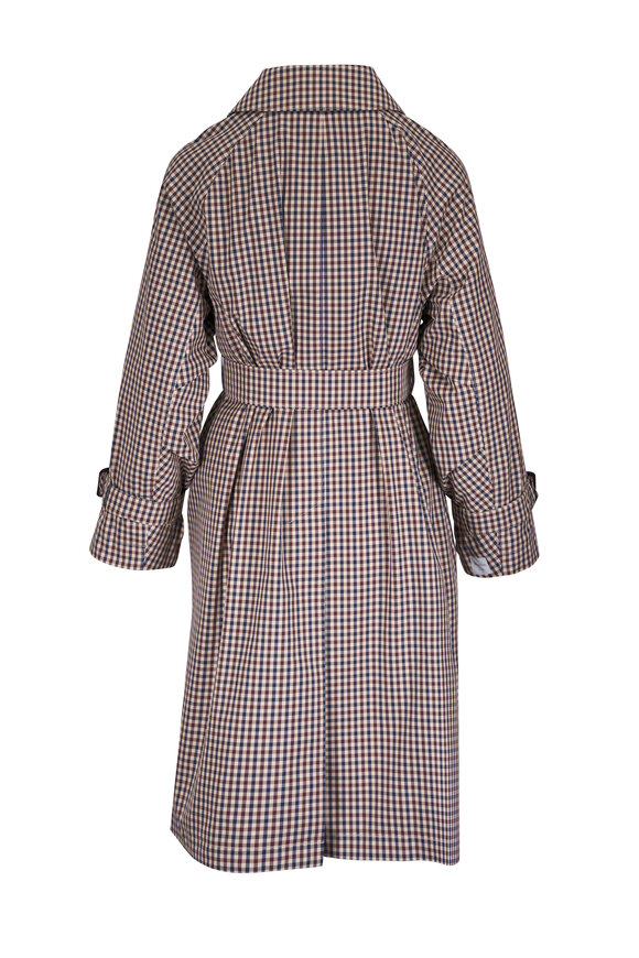 Max Mara Coffee Check Pattern Trench Coat - view 3