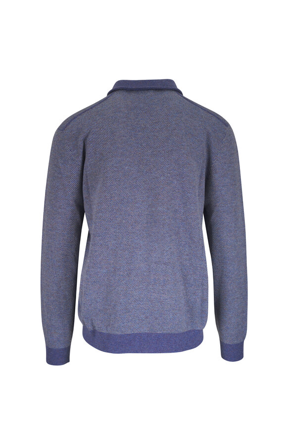 Loro Piana Roadster Stormy Sky Cashmere Quarter Zip Pullover - view 2