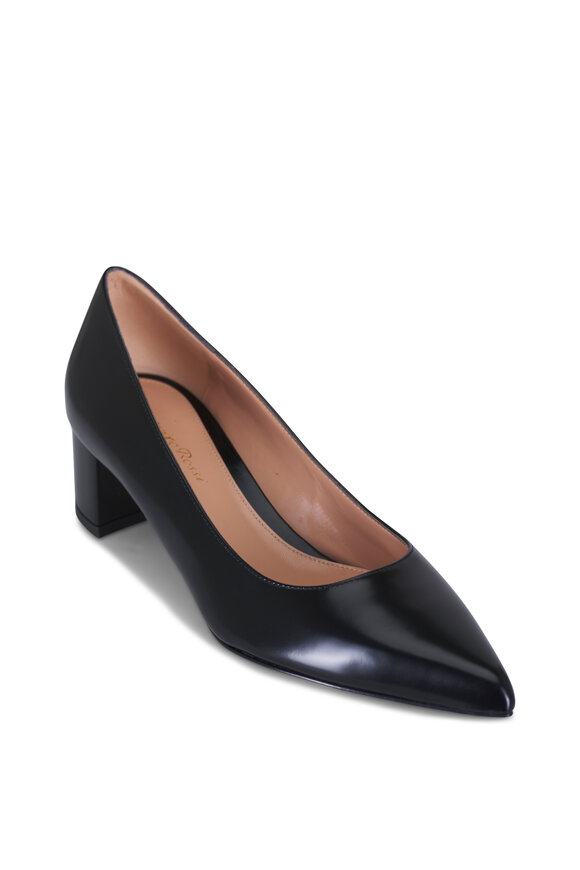 Gianvito Rossi Piper Black Leather Pump, 45mm