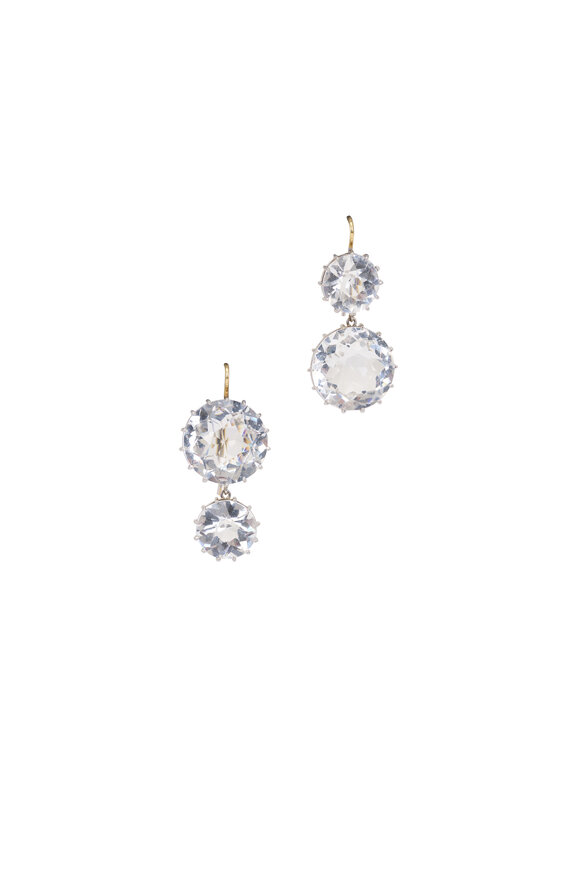 Renee Lewis 18k White Gold Round Quartz Earrings