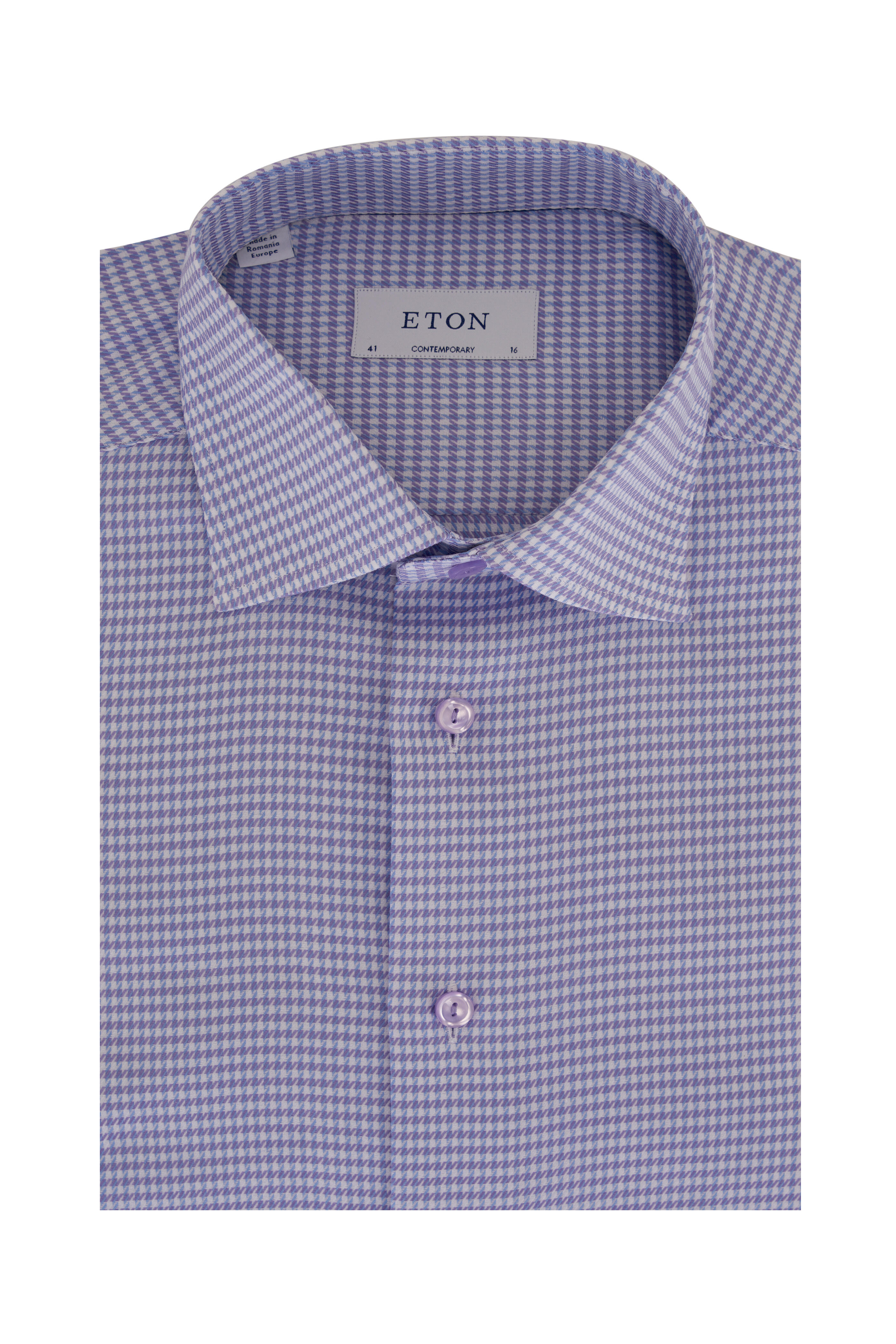 Eton - Light Purple Houndstooth Cotton Dress Shirt