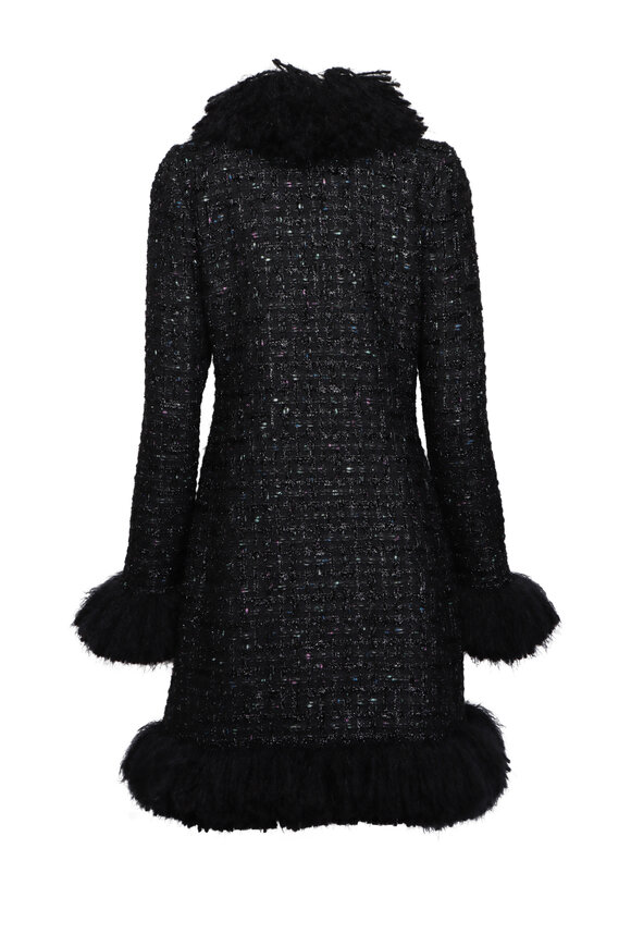 Giambattista Valli Black Fringe Tweed Long Coat - view 2