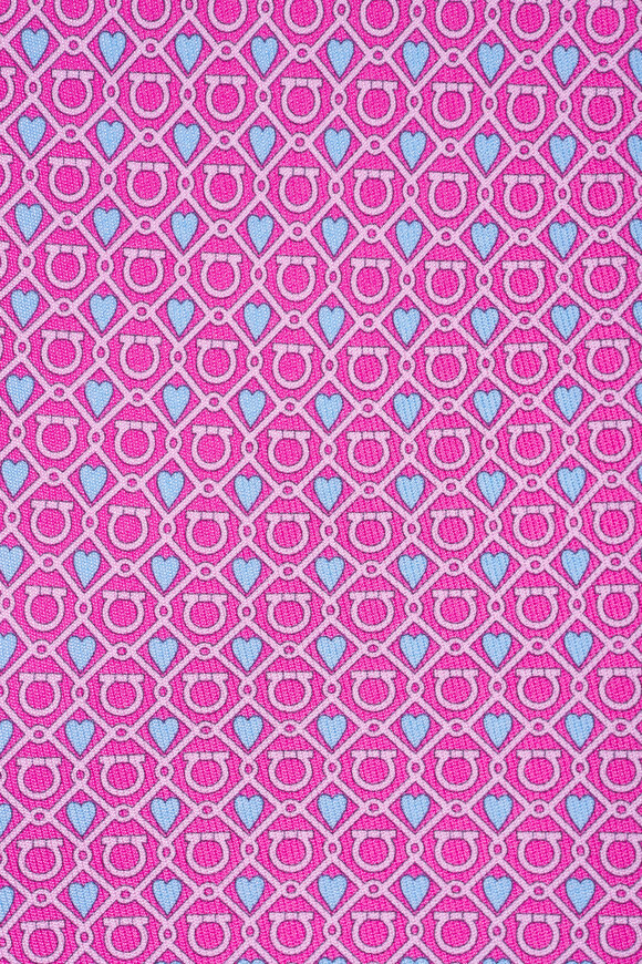 Ferragamo Pink Heart Print Silk Necktie - view 2