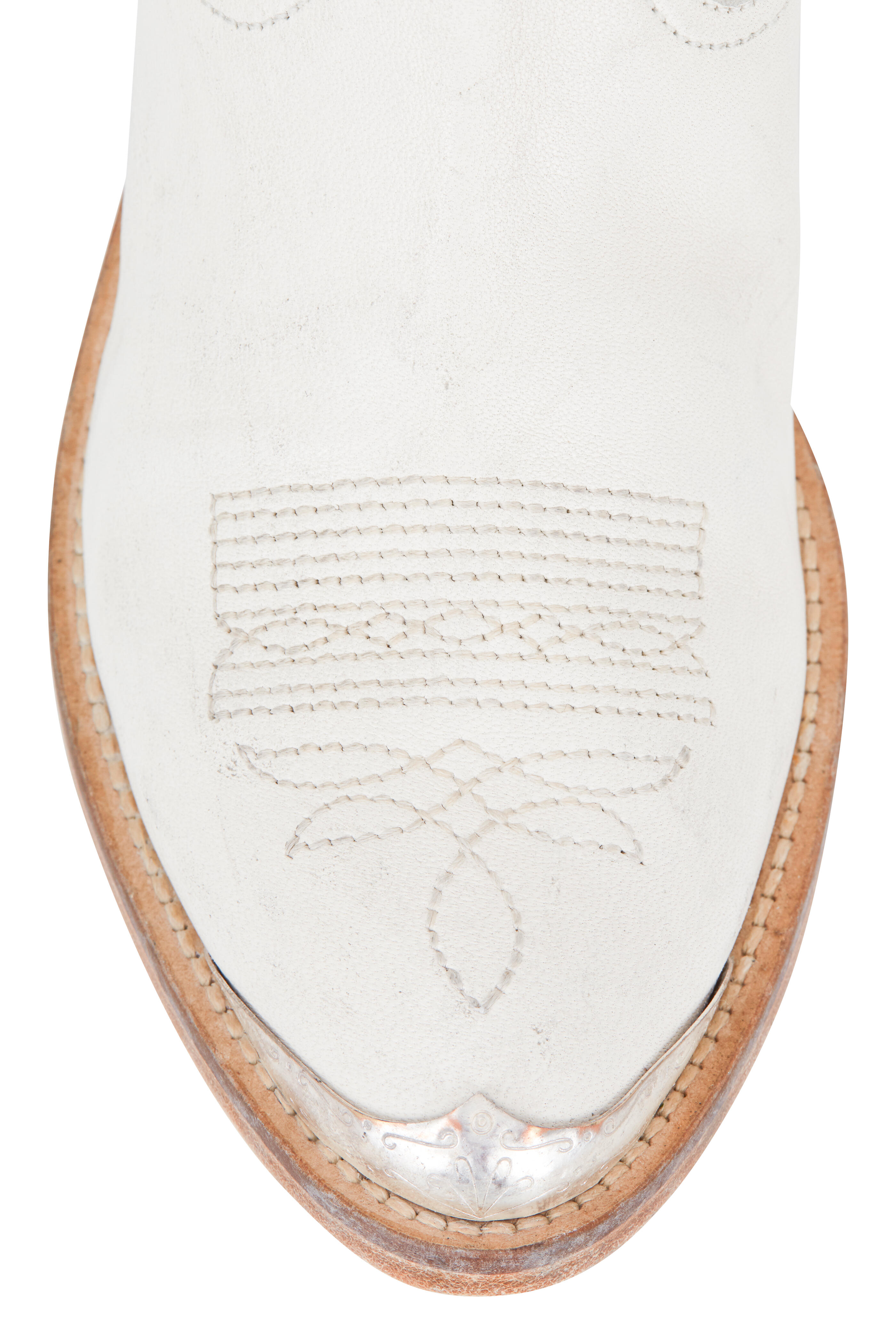 Golden Goose - Young White Leather Denim Cuff Western Boot