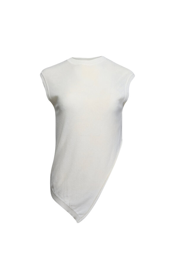 Marques ' Almeida Ivory Asymmetric Knitted Lace Top