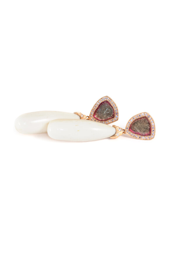 K. Brunini Jewels Pink Diamond & Tourmaline Drop Earrings - view 3