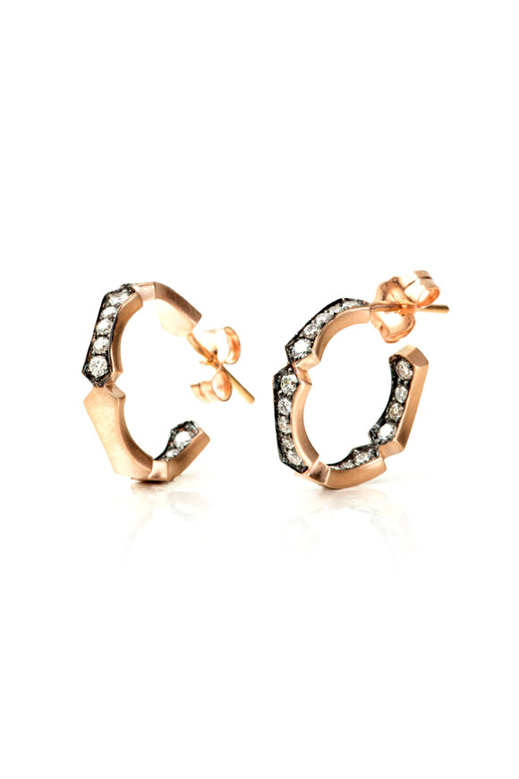Sylva & Cie 14k Rose Gold Baby Bamboo Hoop - view 1