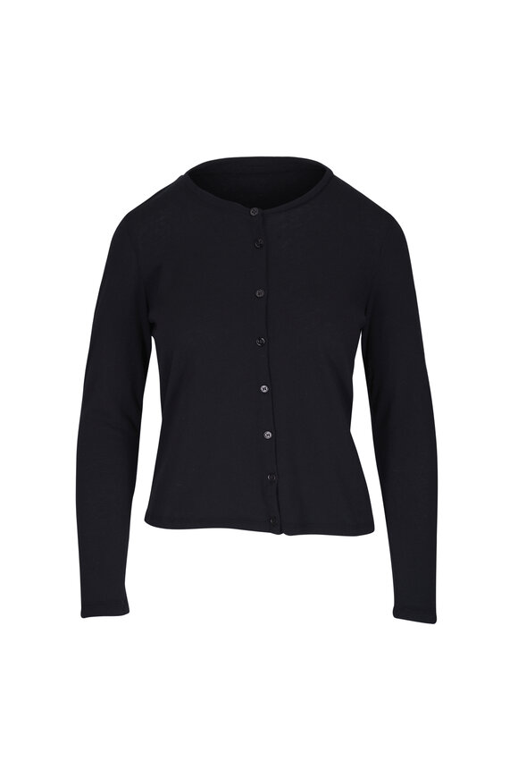 Majestic Black Cotton & Cashmere Cardigan - view 1