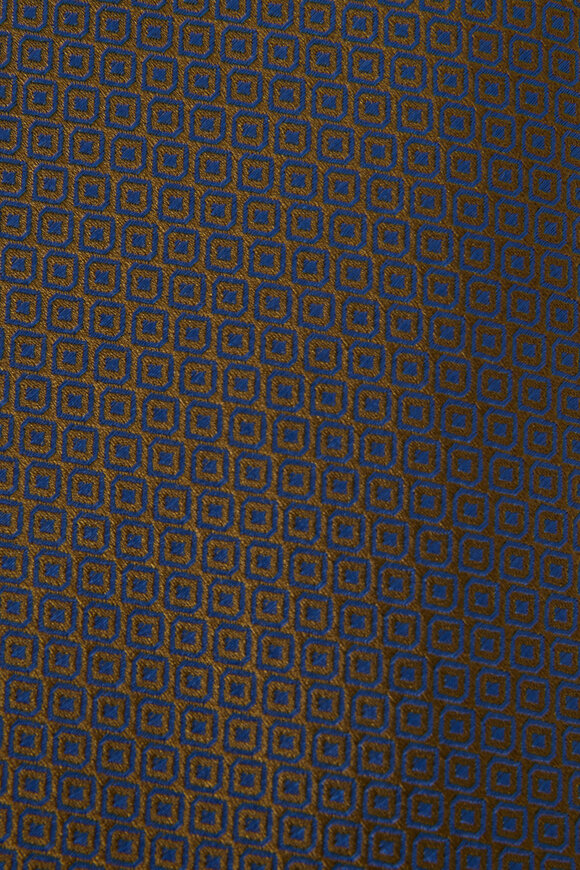 Charvet - Olive & Blue Geometric Print Silk Necktie