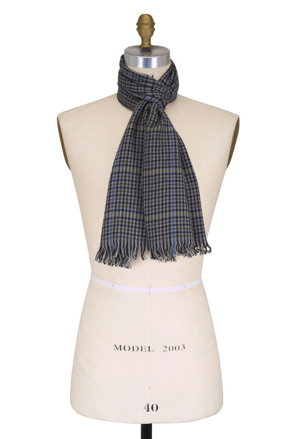 Alex Begg Bryce Navy & Gray Washed Kildonan Plaid Scarf - view 1