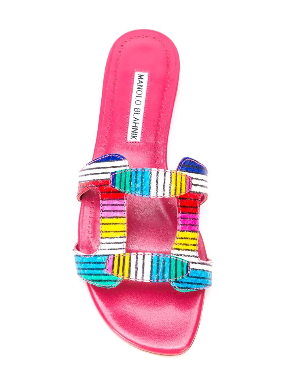 Manolo Blahnik - Grellaperf Multi-Color Snakeskin Flat Sandal