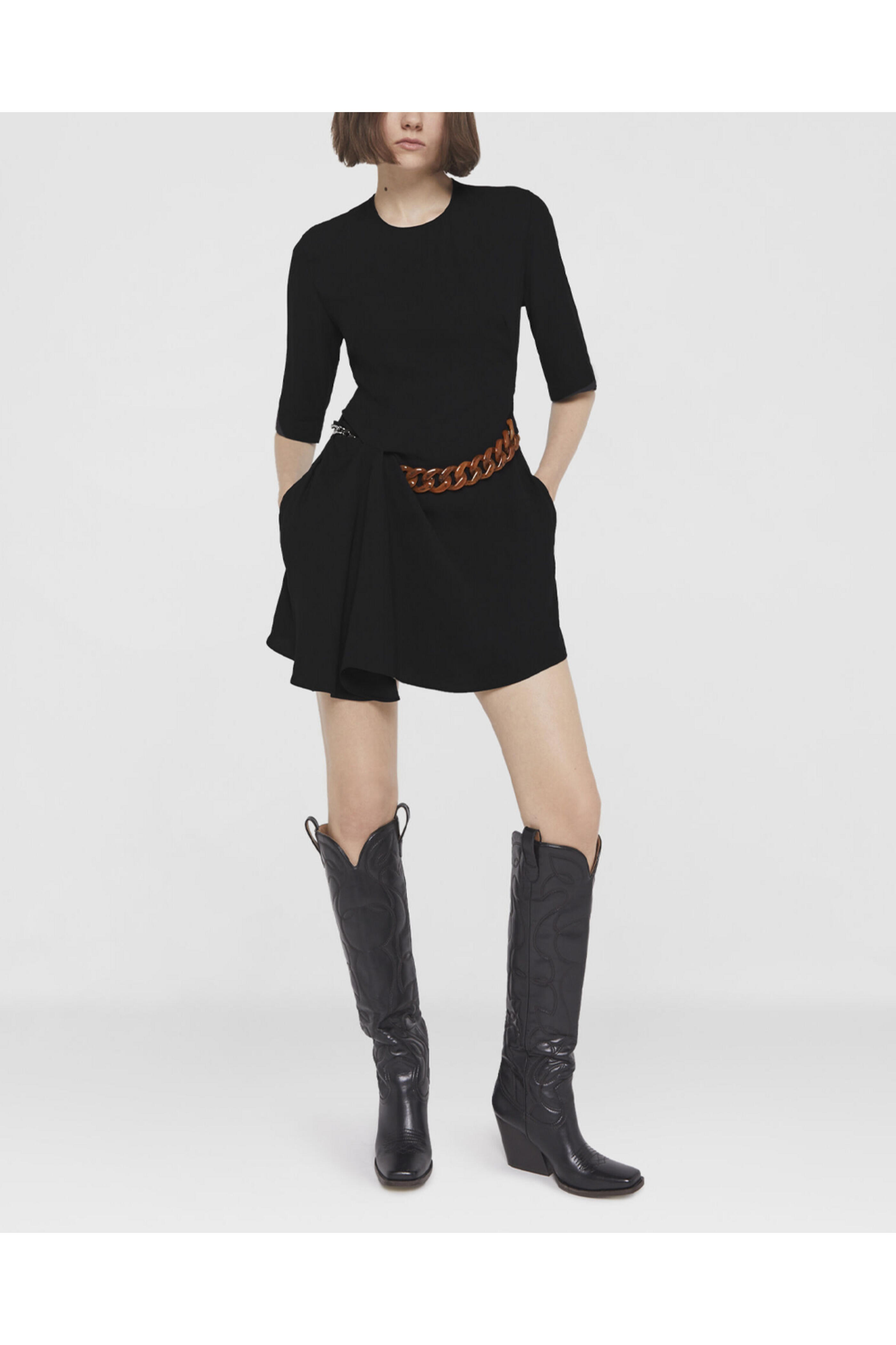 Stella McCartney - Black Falabella Chain Mini Dress