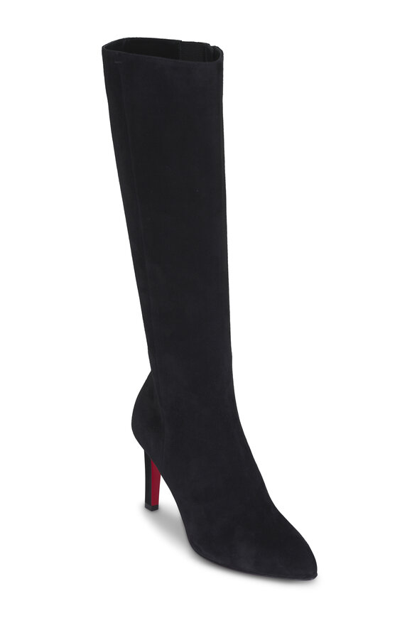 Christian Louboutin Fannylove Tight Black Suede Tall Boot, 85mm - view 1