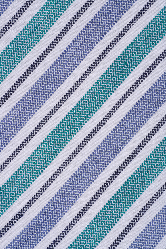 Zegna Light Green Stripe Linen & Silk Necktie - view 2