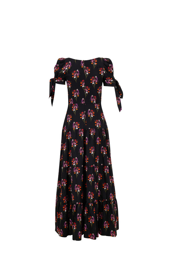 Borgo De Nor - Ophelia Black Silk Floral Printed Maxi Dress