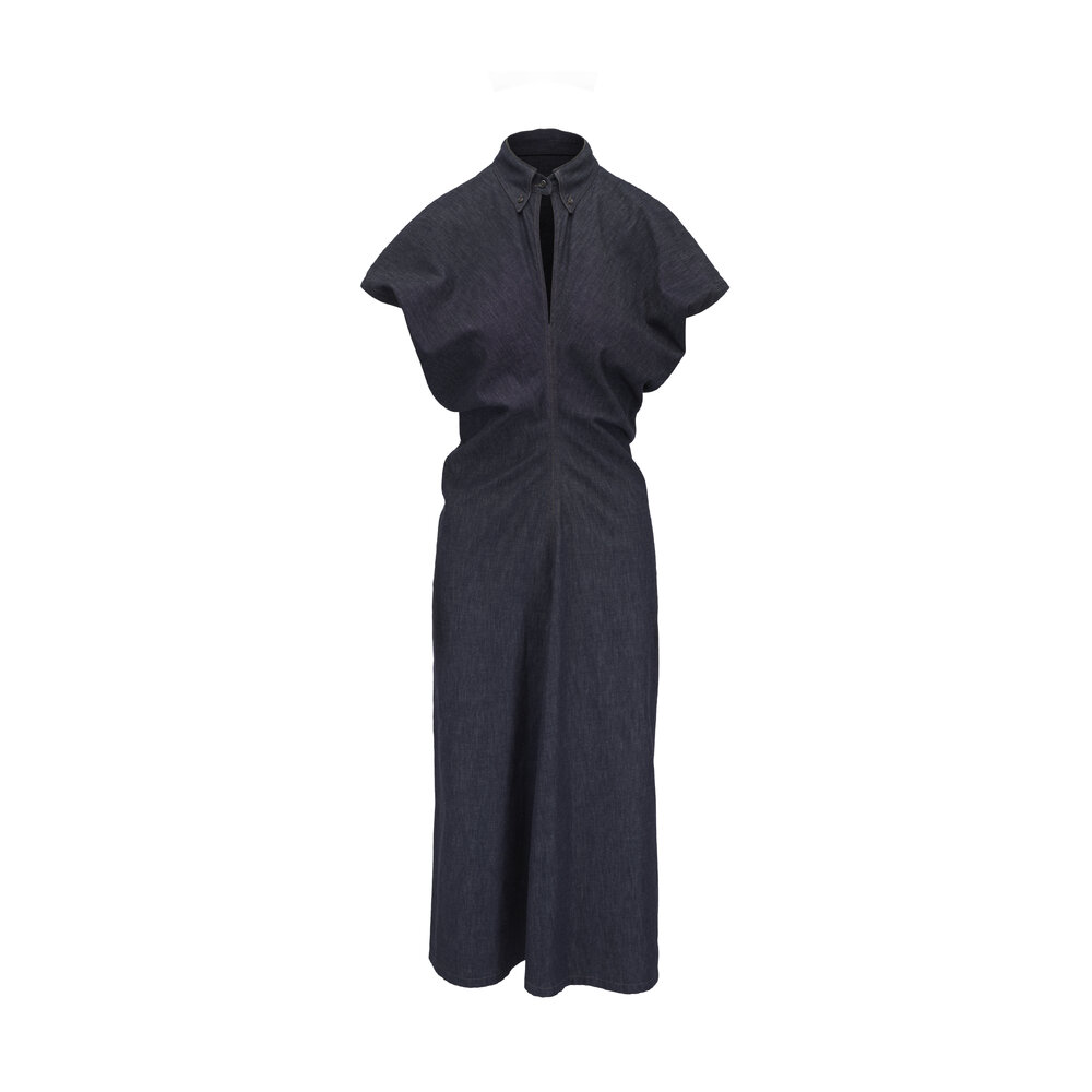 Brunello Cucinelli - Dark Navy Cotton Denim Midi Dress