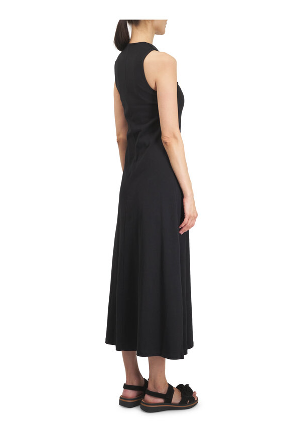 Majestic Black Supima Cotton V-Neck Midi Dress - view 4