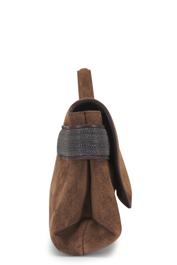Brunello Cucinelli Essence Caramel Suede Top Handle Bag - view 4