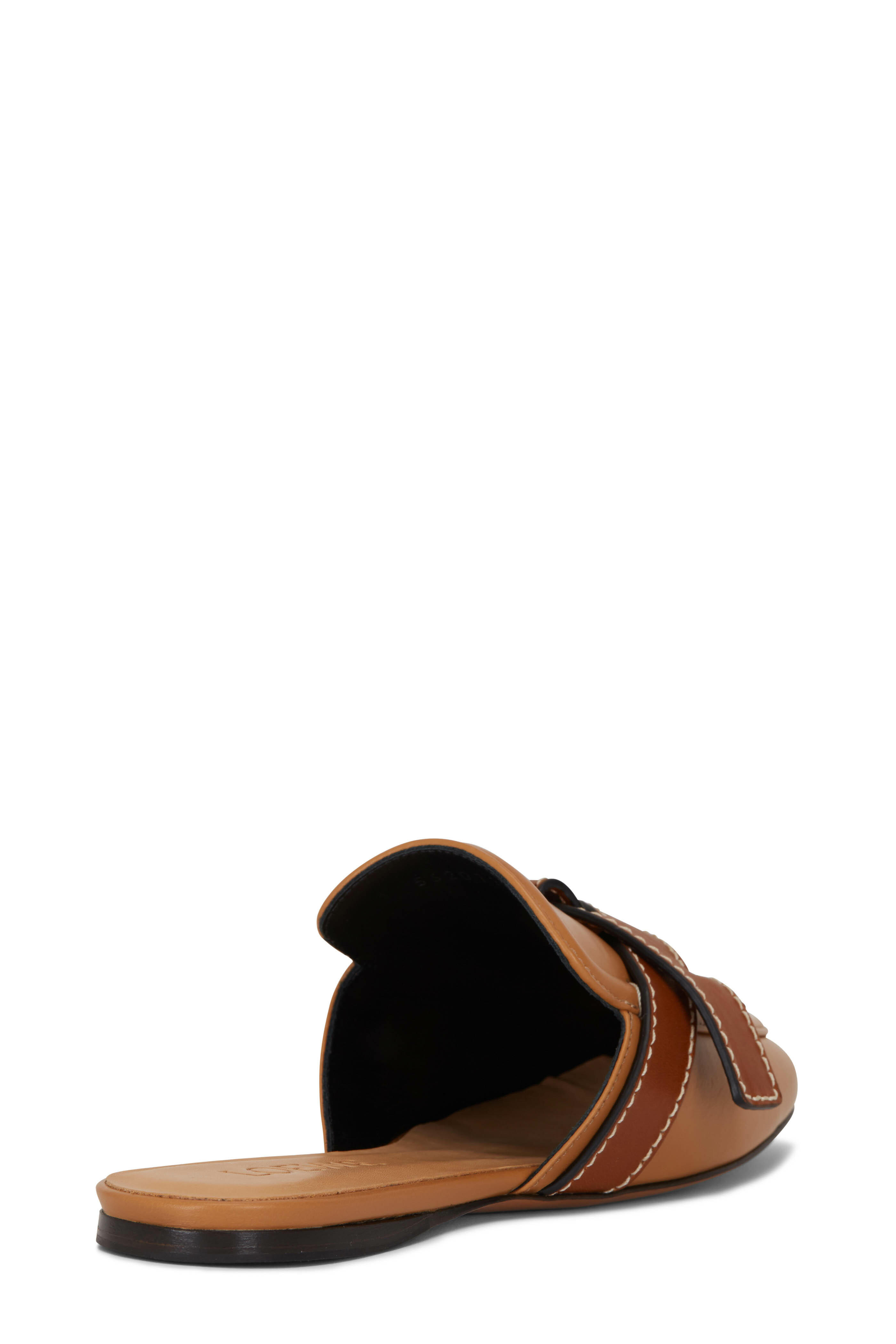 【LOEWE】GATE FLAT MULES Loewe Gate Flat Mule in Black & Tan | FWRD