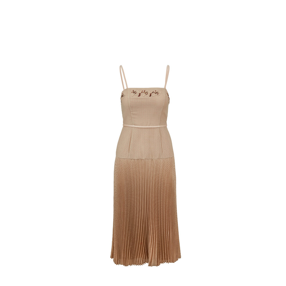 Fendi - Beige Micro-Mesh Mohair Sleeveless Dress