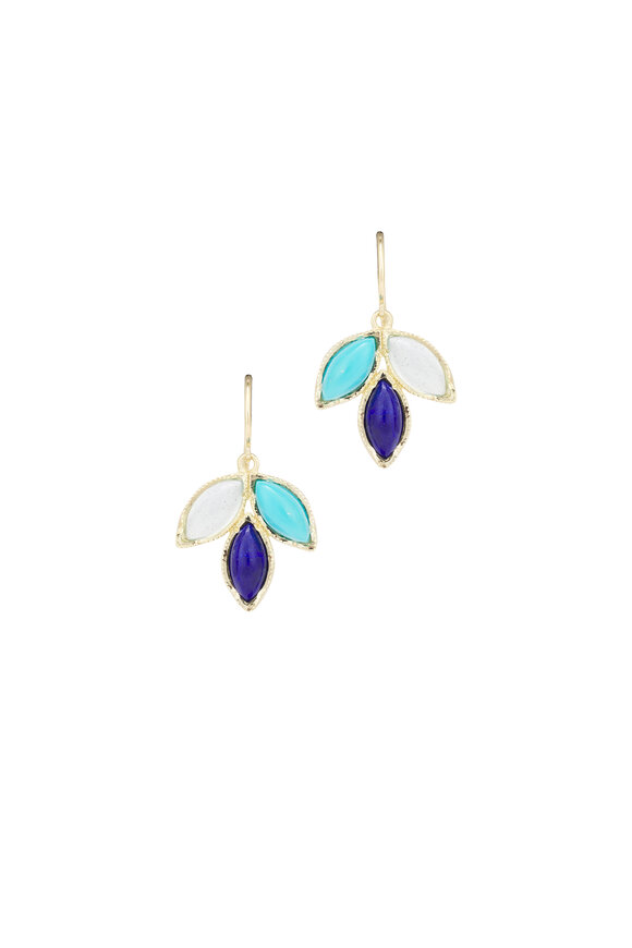 Irene Neuwirth 18k Yellow Gold Aquamarine & Turquoise Earrings