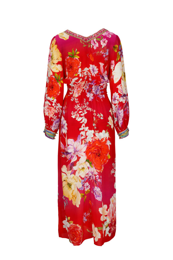 Camilla - Kiss and Tell Red Floral Twist Front Maxi Dress