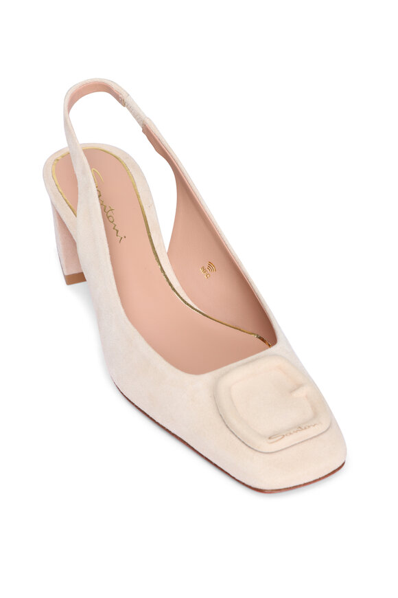 Santoni Marta Beige Slingback Pump, 50mm