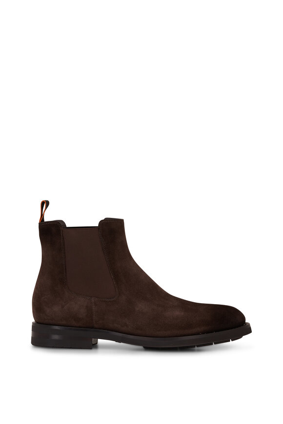 Santoni - Enver Dark Brown Suede Chelsea Boot 