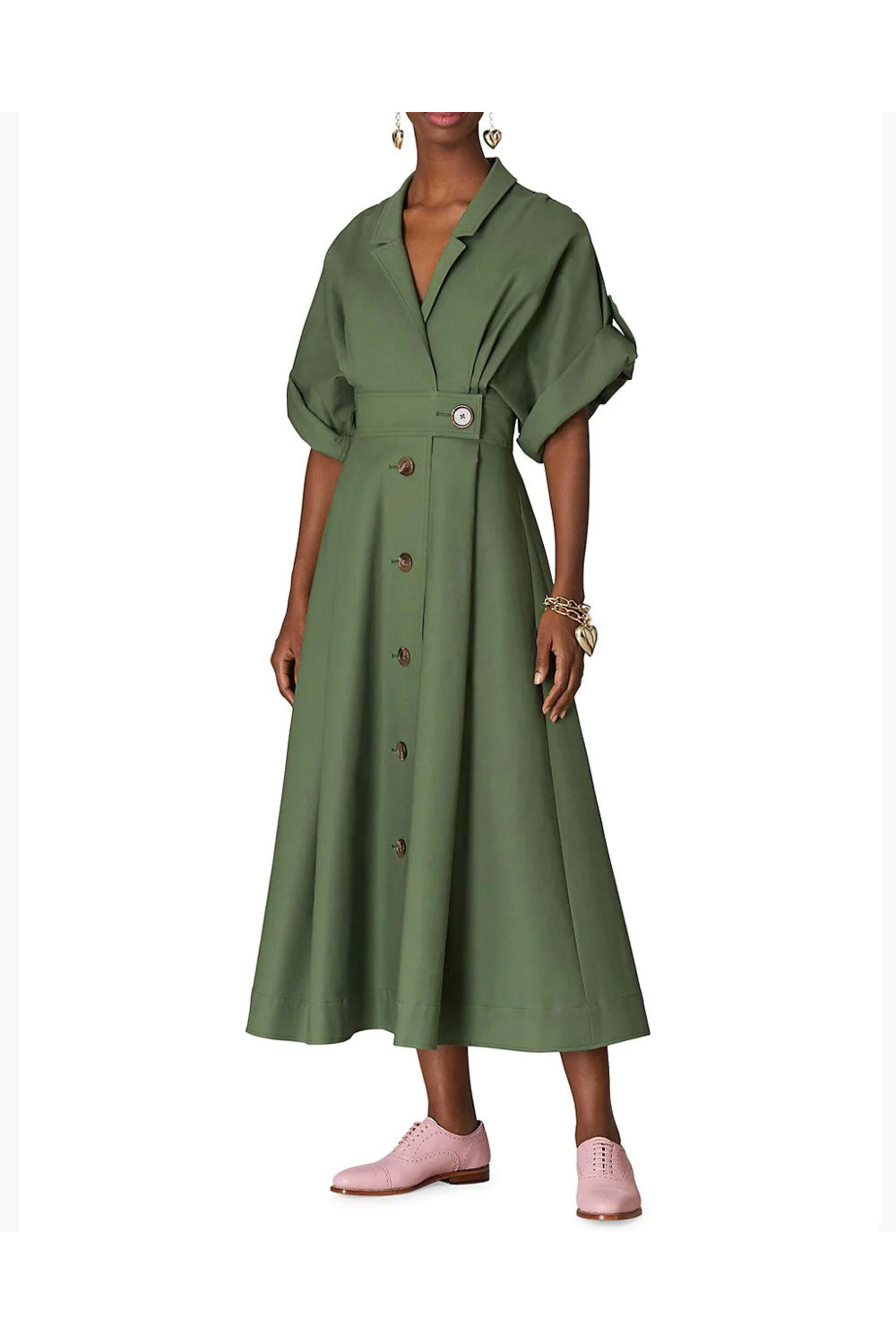 Carolina Herrera - Fern Green Wide Sleeve Shirt Dress