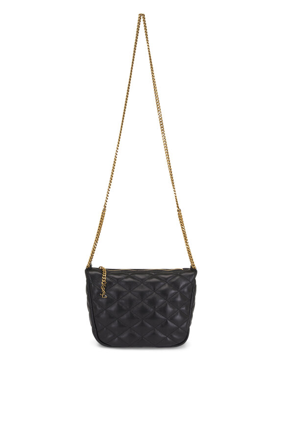Saint Laurent Mini Cassandre Black Quilted Leather Hobo Bag