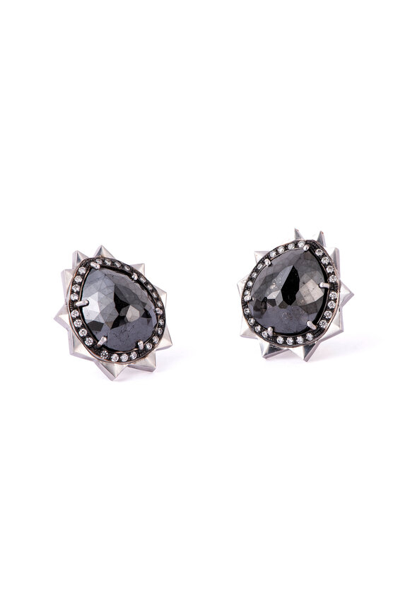 Sylva & Cie 18k White Gold Pear Shape Diamond Earring - view 1