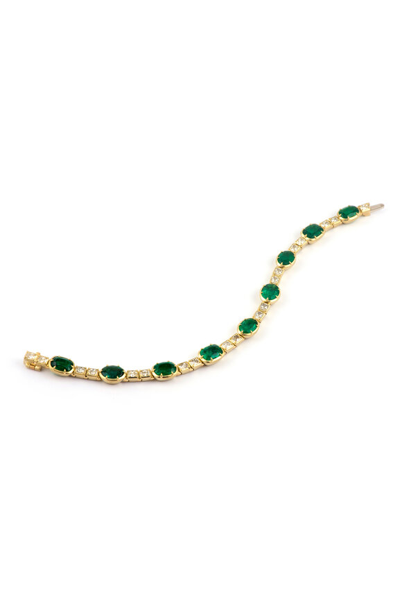 Sylva & Cie 18k Yellow Gold Zambian Emerald & Diamond Bracelet