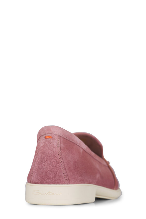Santoni Malibu Pink Suede Loafer - view 3