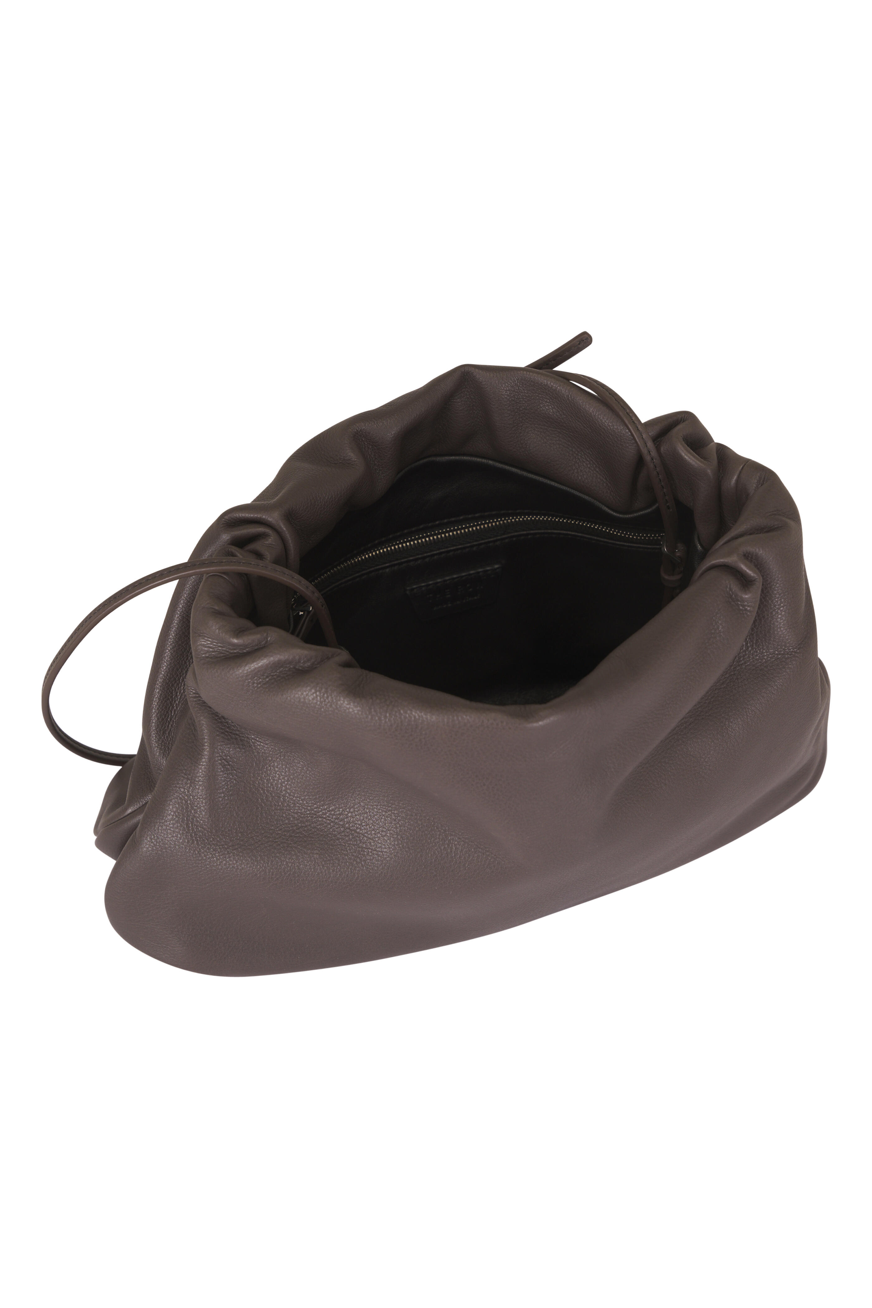 The Row - Large Bourse Taupe Leather Clutch - view 4